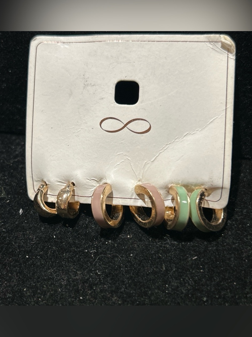 Gold stud Earring Set with Pink and Mint Accents (3pairs)